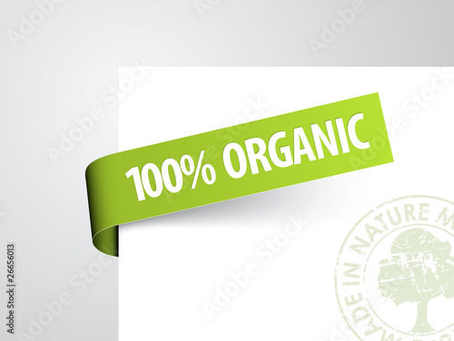 Green paper tag for organic item