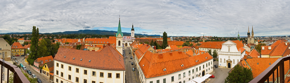 panoramic view of core city of Zagreb, Croatia
