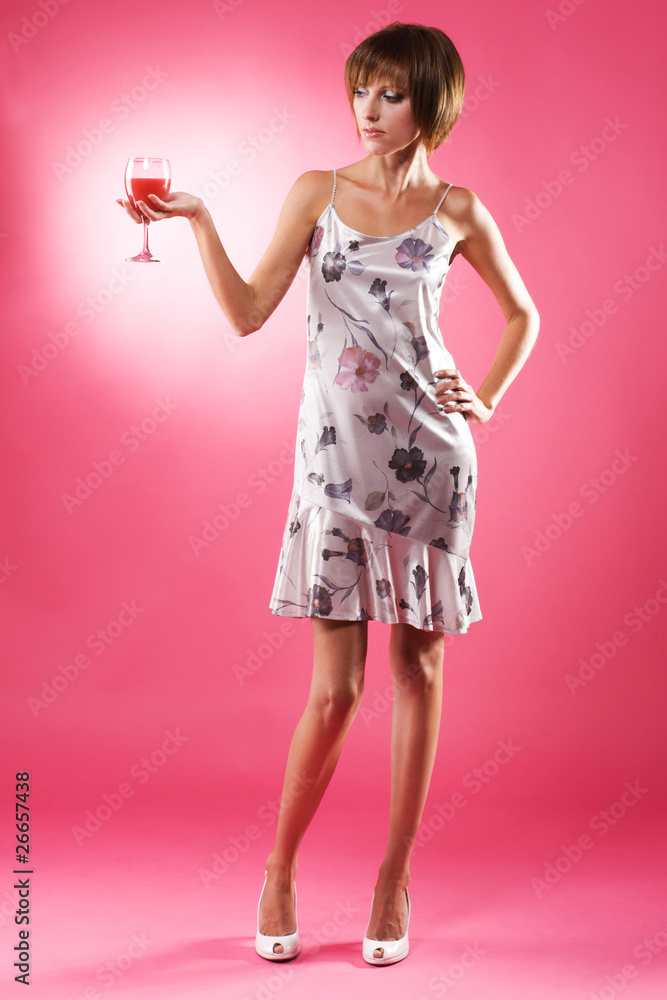 Beautiful woman with a glass of wine Beautiful woman with a glass of wine