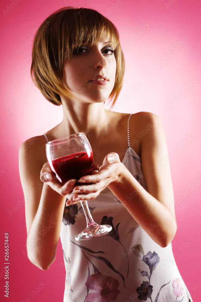 Beautiful woman with a glass of wine Beautiful woman with a glass of wine