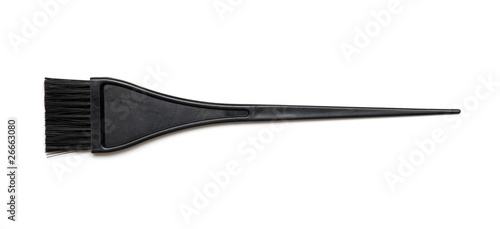 Black nylon bristle hair dye brush isolated on white