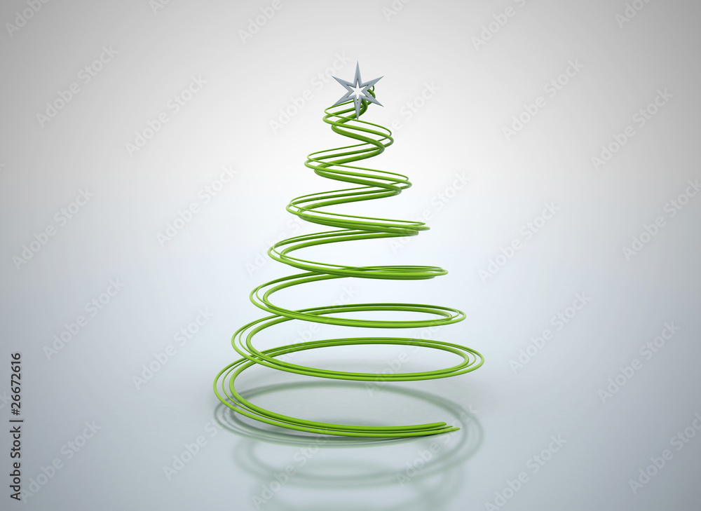 Green plastic spiral christmas tree illustration Green plastic spiral christmas tree illustration