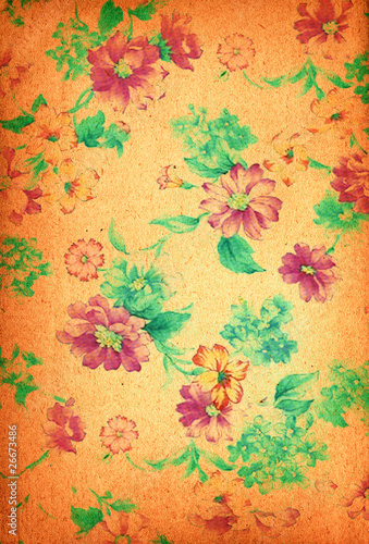 floral style old paper textures background