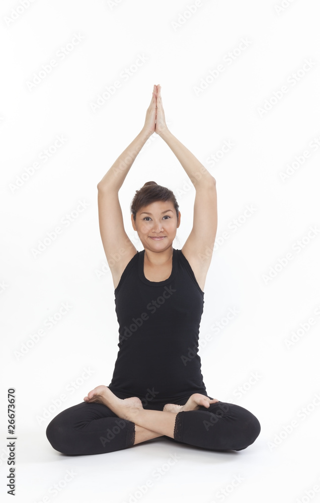 Asian Yoga Training Master on white background