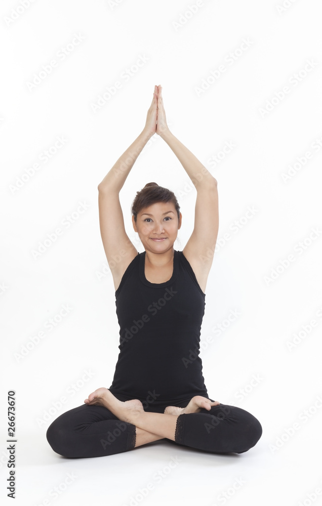 Asian Yoga Training Master on white background Asian Yoga Training Master on white background