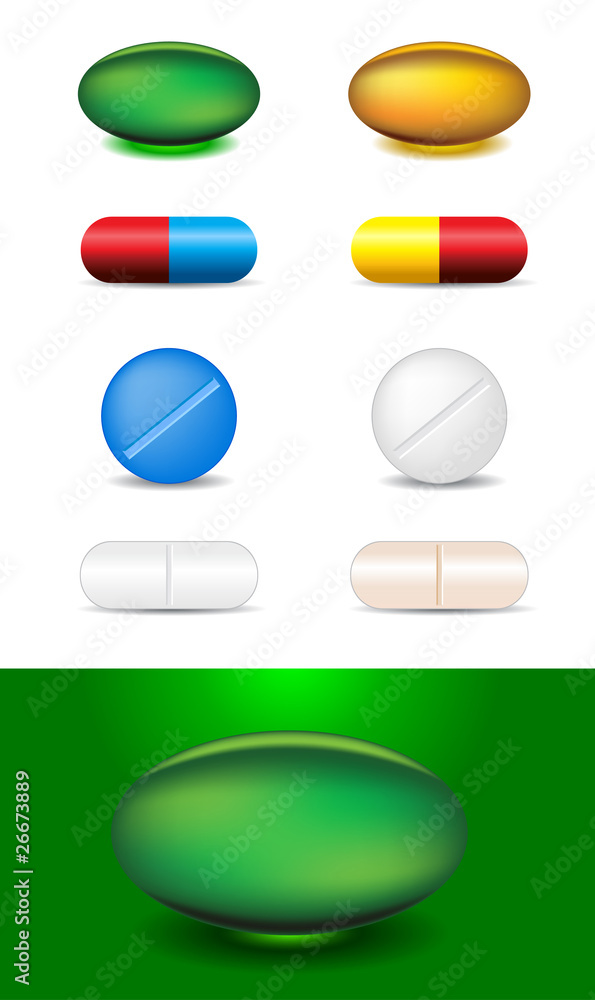set of different capsules and medicines set of different capsules and medicines