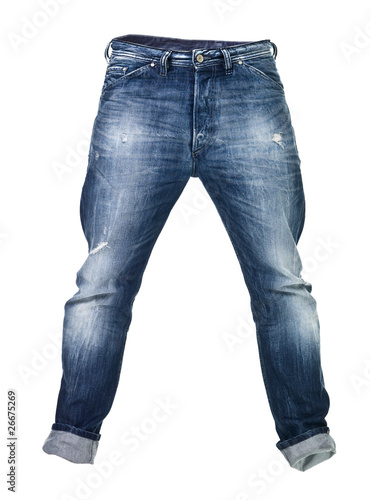 Worn blue jeans