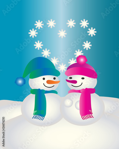 Schneemann und Schneefrau