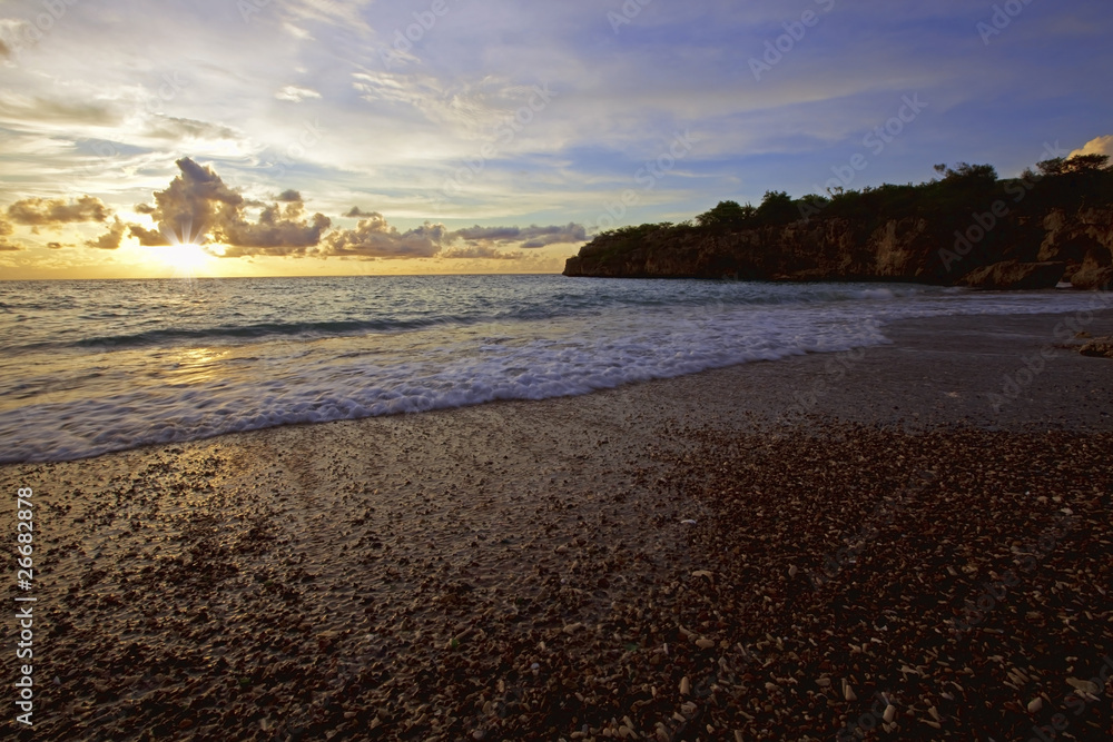 Sunset at Jeremi beach on Curacao, Caribbean Sunset at Jeremi beach on Curacao, Caribbean