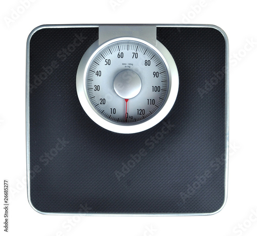 Bathroom weight scale on white background