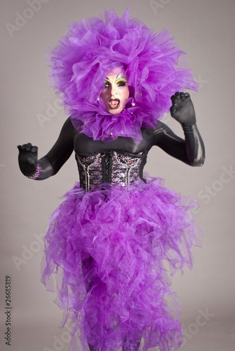 Quadro su tela Drag Queen in violet dress