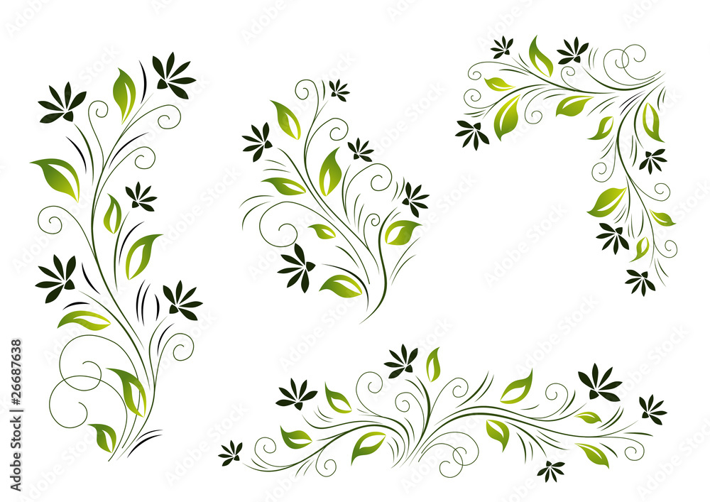 Floral background with green leaves. Floral background with green leaves.