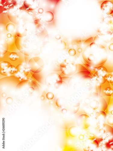 Shiny bubbles glowing in yellow and red