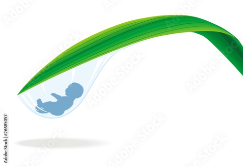 blue water drop with child inside