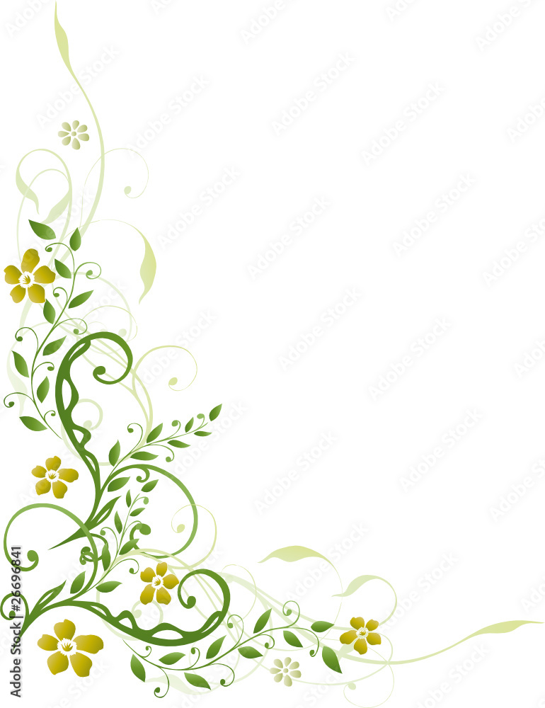 Ranke, floral, filigran, Blumen, Blüten, Grüntöne, flowers Ranke, floral, filigran, Blumen, Blüten, Grüntöne, flowers