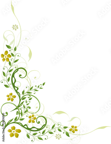 Ranke, floral, filigran, Blumen, Blüten, Grüntöne, flowers