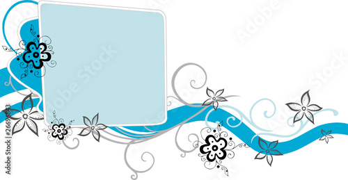 Ranke, floral, filigran, Blumen, Blüten, blue