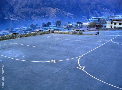 On the tarmac at the airpot in Lukla, the starting point for the Everest Base Camp hike in Nepal