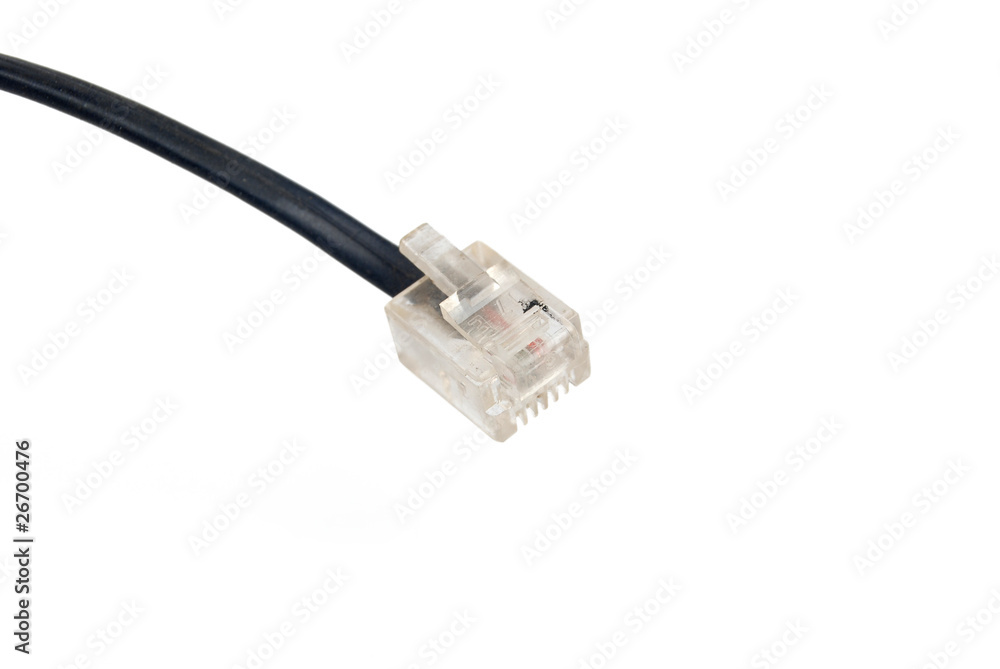 Cable with RJ-45 connection on white background Cable with RJ-45 connection on white background