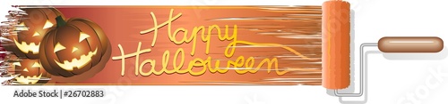 Halloween Pennellata con Rullo-Halloween Paint Banner-Vector