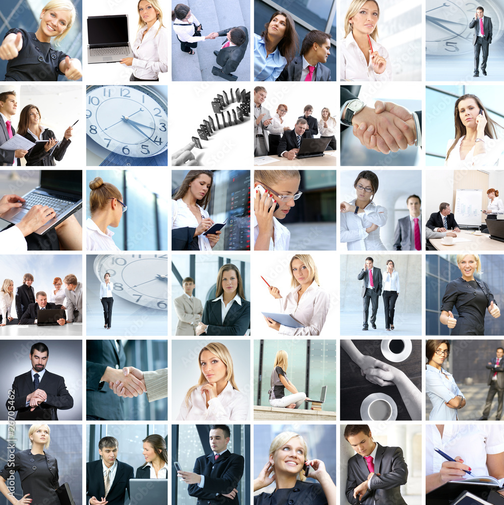A collage of business images with young people working A collage of business images with young people working
