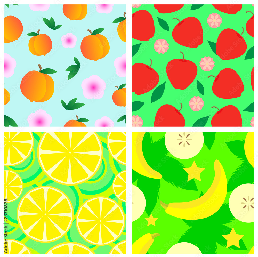 Set of fruits seamless Set of fruits seamless