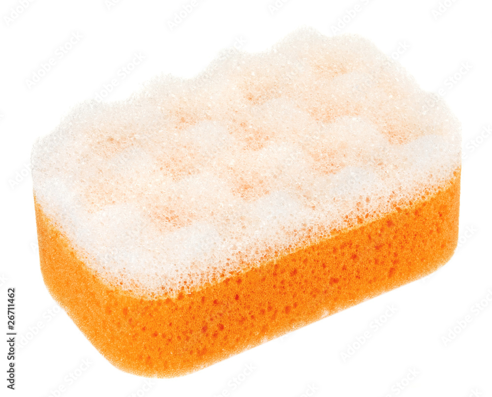 Orange oval bath sponge isolated on white Orange oval bath sponge isolated on white