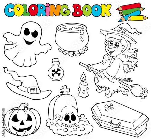Coloring book with Halloween images