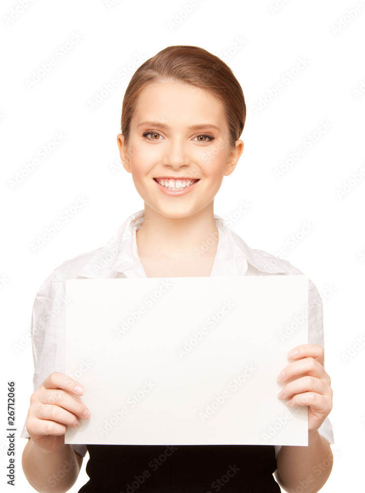 happy teenage girl with blank board happy teenage girl with blank board