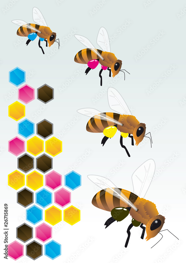 Abeilles et imprimerie, vecteur