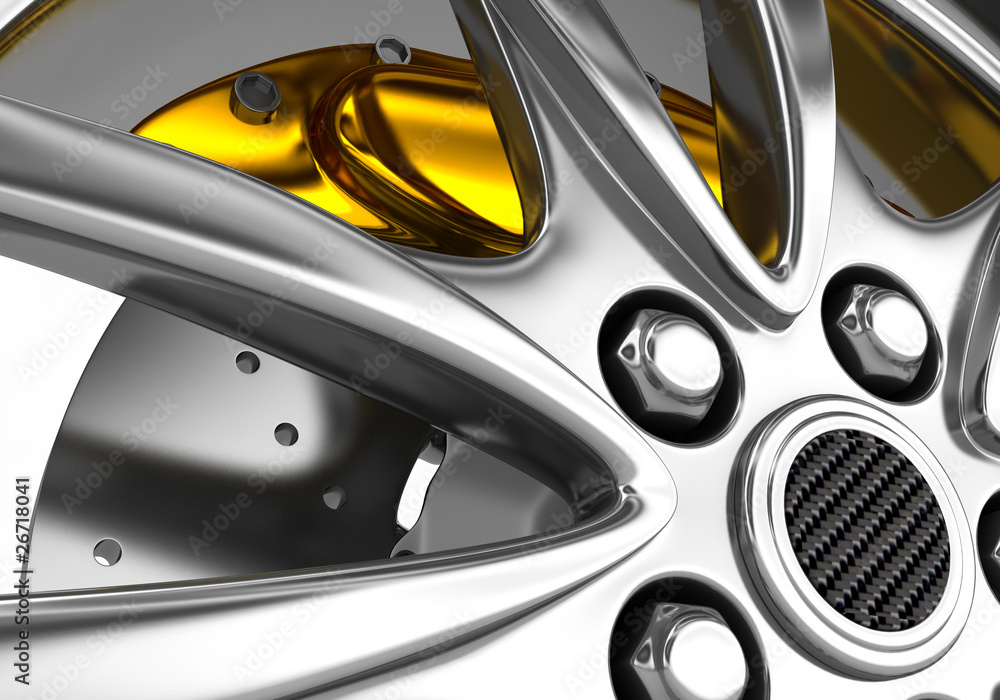 Alloy rim and brake disc - 3d render Alloy rim and brake disc - 3d render