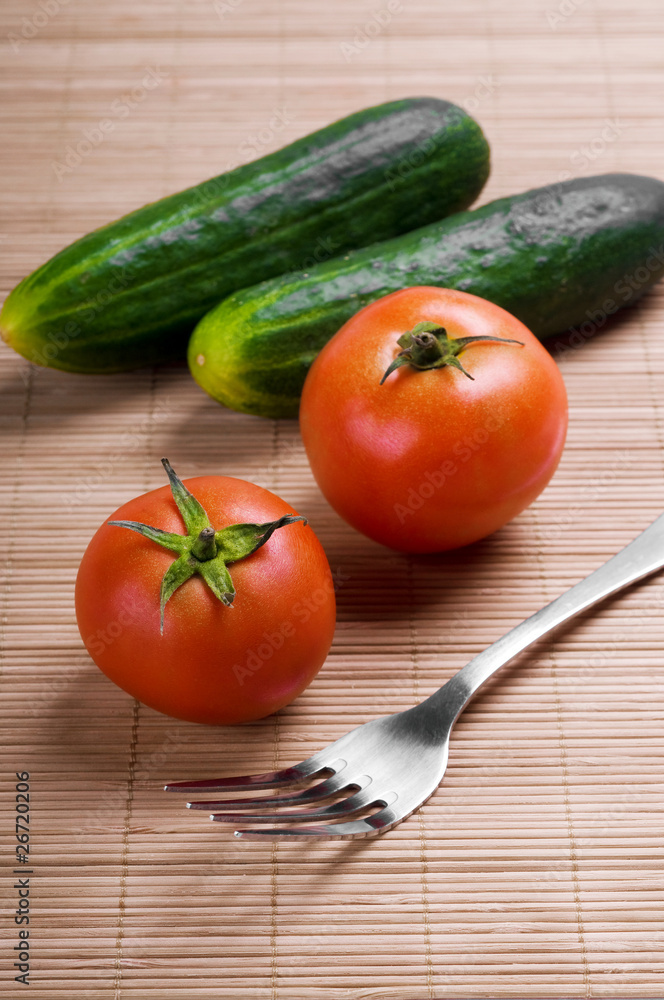 Vegetables on table with plug Vegetables on table with plug
