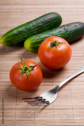 Vegetables on table with plug