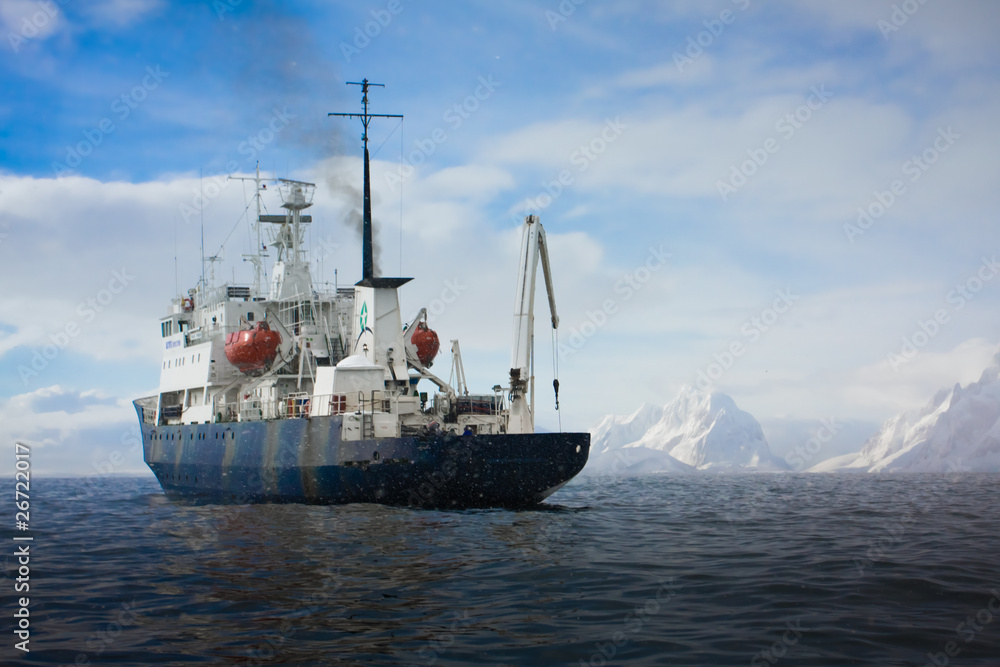 Big ship in Antarctica