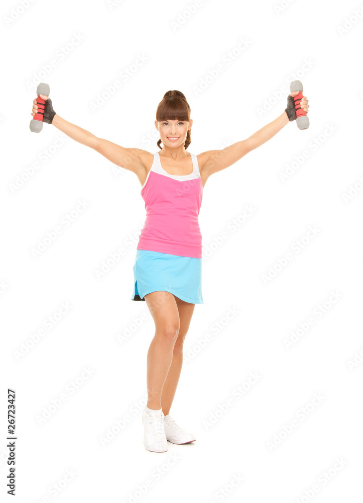 fitness instructor with dumbbells fitness instructor with dumbbells