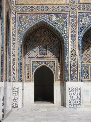 detail of Minarets of Registan, Samarkand, Uzbekistan © Cardaf