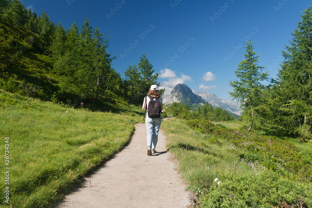 escursionismo sulle Alpi - hiker in alpine path