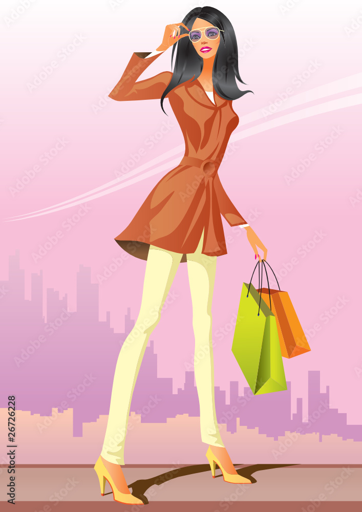 fashion shopping girls with shopping bag fashion shopping girls with shopping bag