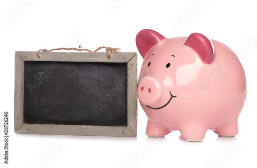 Piggy bank with chalkboard