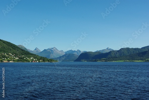 Mountain peaks on northern Atlantic coast, Norway