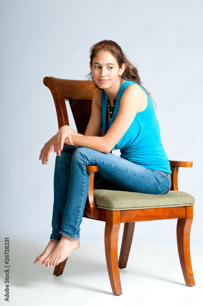 Pretty young woman enjoying thoughtful rest Pretty young woman enjoying thoughtful rest
