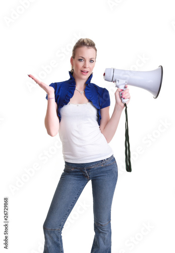 young woman with megaphone