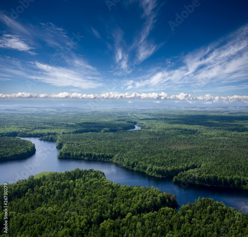 Aerial view the forest river © Vladimir Melnikov