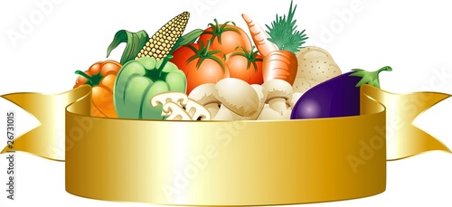 Verdure Miste Stemma-Mixed Vegetables Banner-Vector
