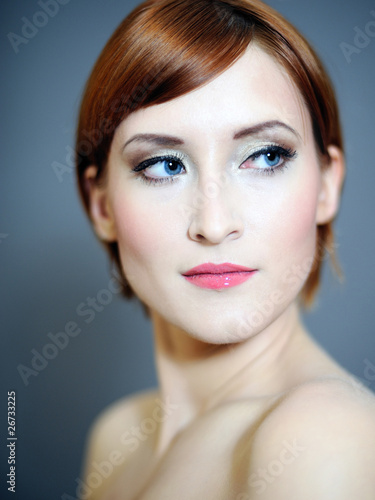 Portrait of pretty woman with pure healthy skin and natural make