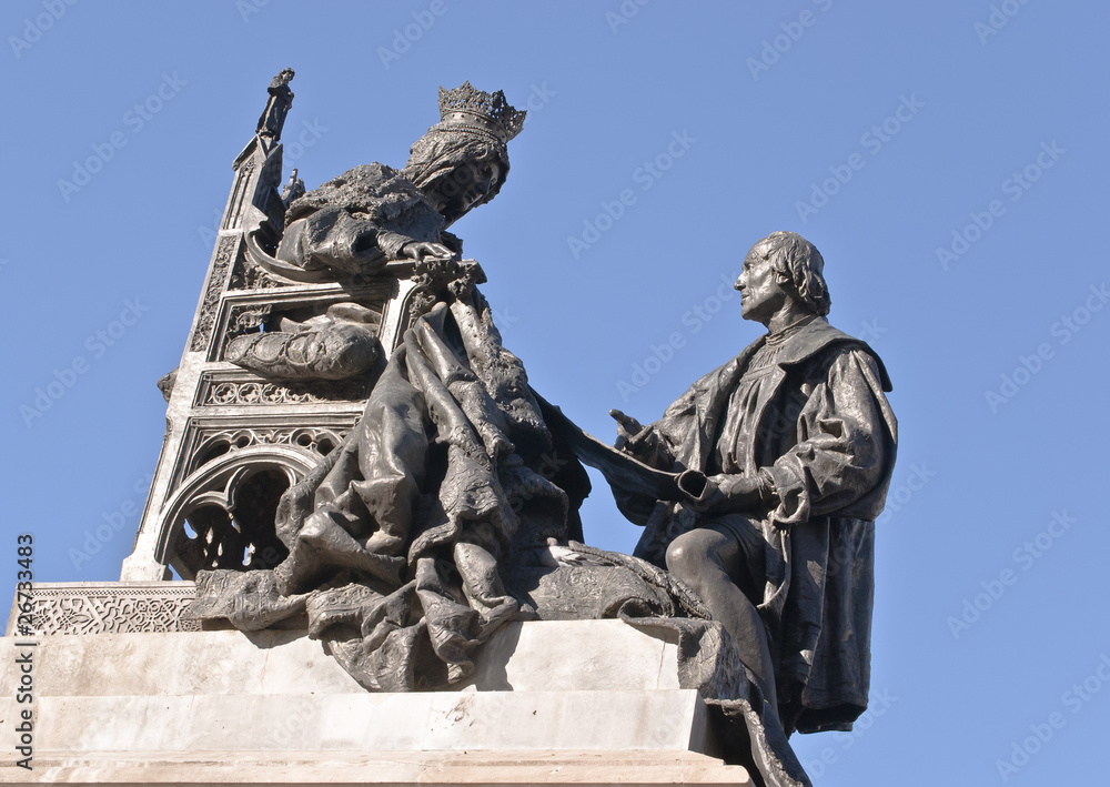 Escultura de Isabel la católica y Cristóbal Colón