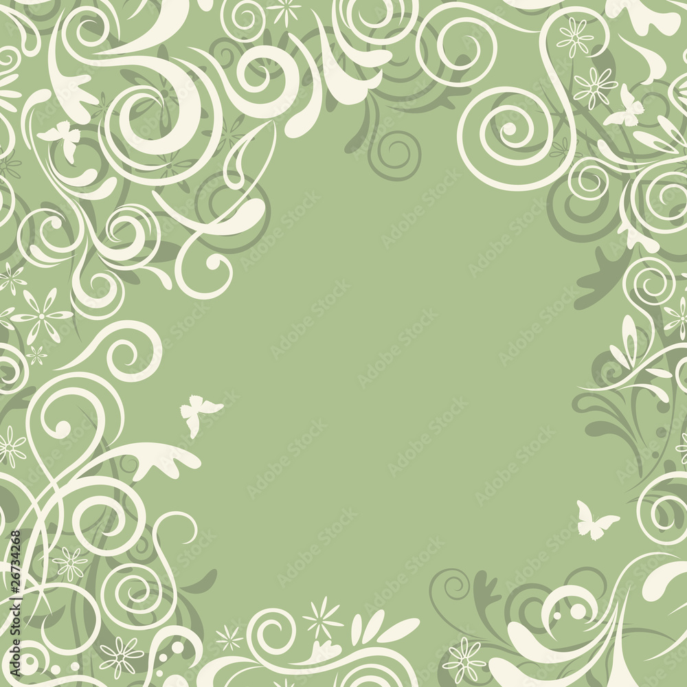 Abstract seamless green floral frame