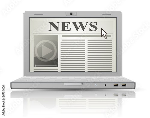Online newspaper. Laptop and news website.