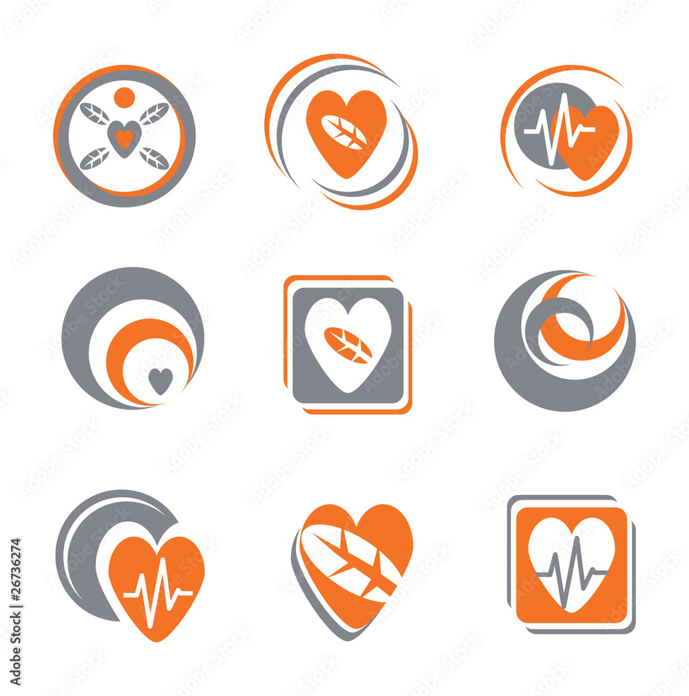 Set of heart symbols and signs for design. Jpeg version also ava