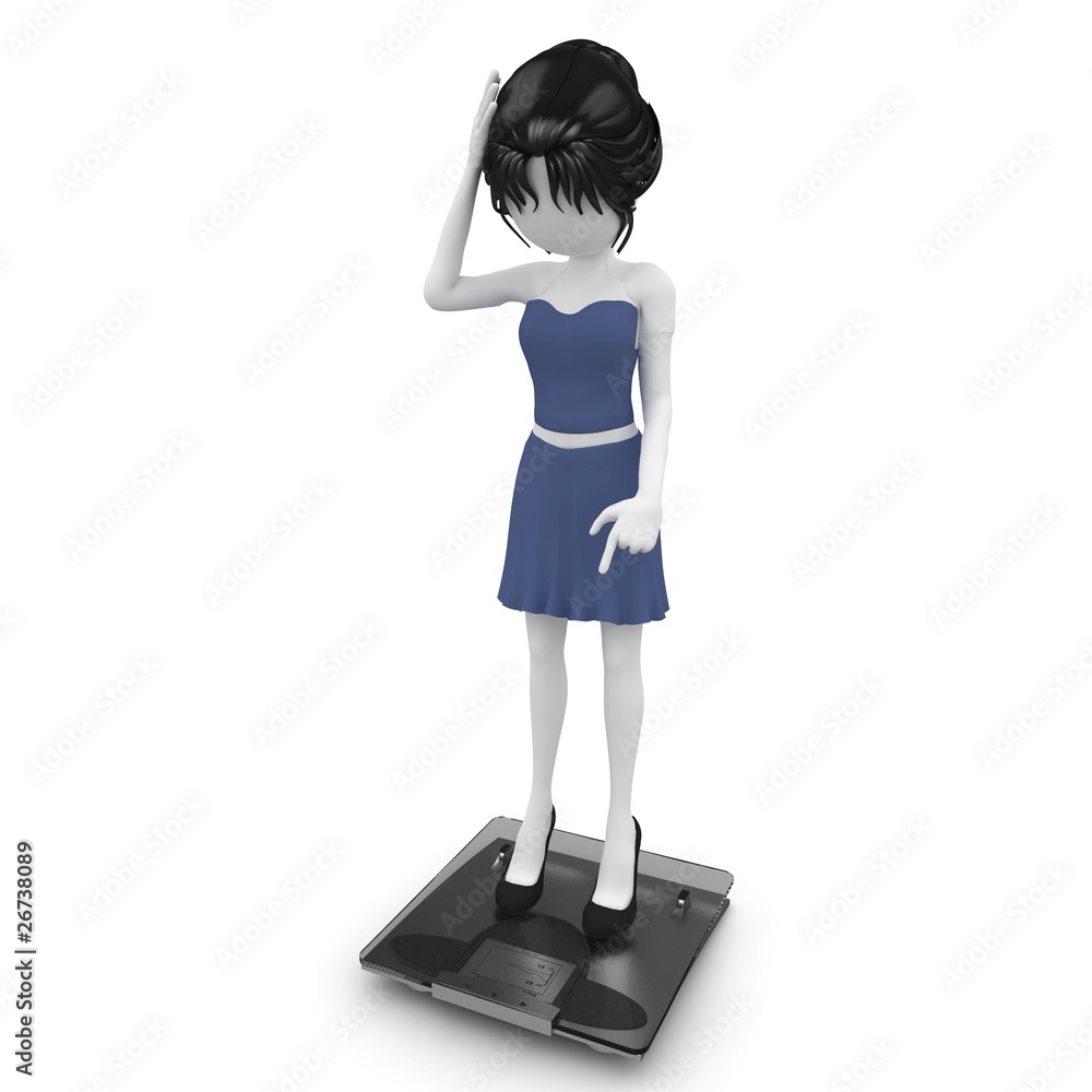 3d girl with weight scale 3d girl with weight scale